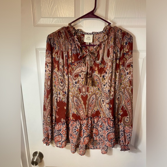 Knox Rose Red Paisley Print Blouse size small - Picture 4 of 7